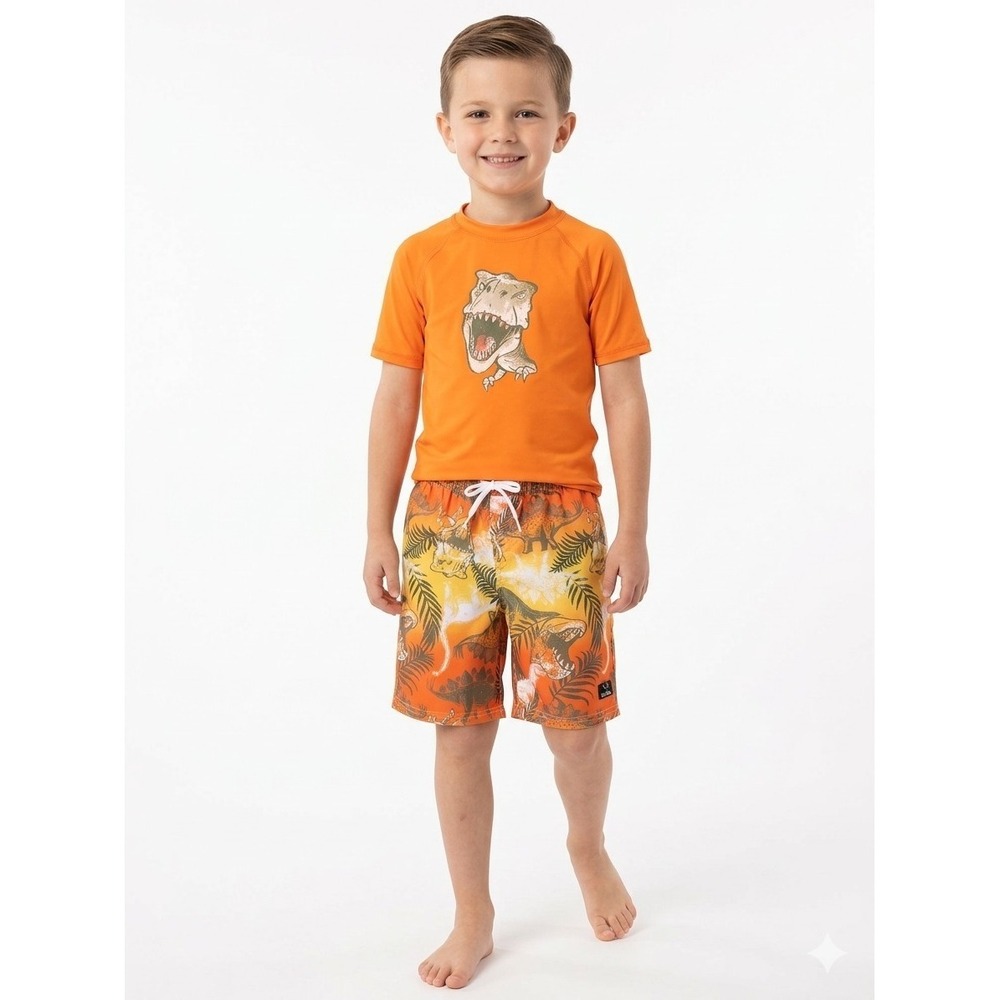 Big Chill Boys Rash Guard Swim Set Short sleeve‎ Swim Shirt  Size 7